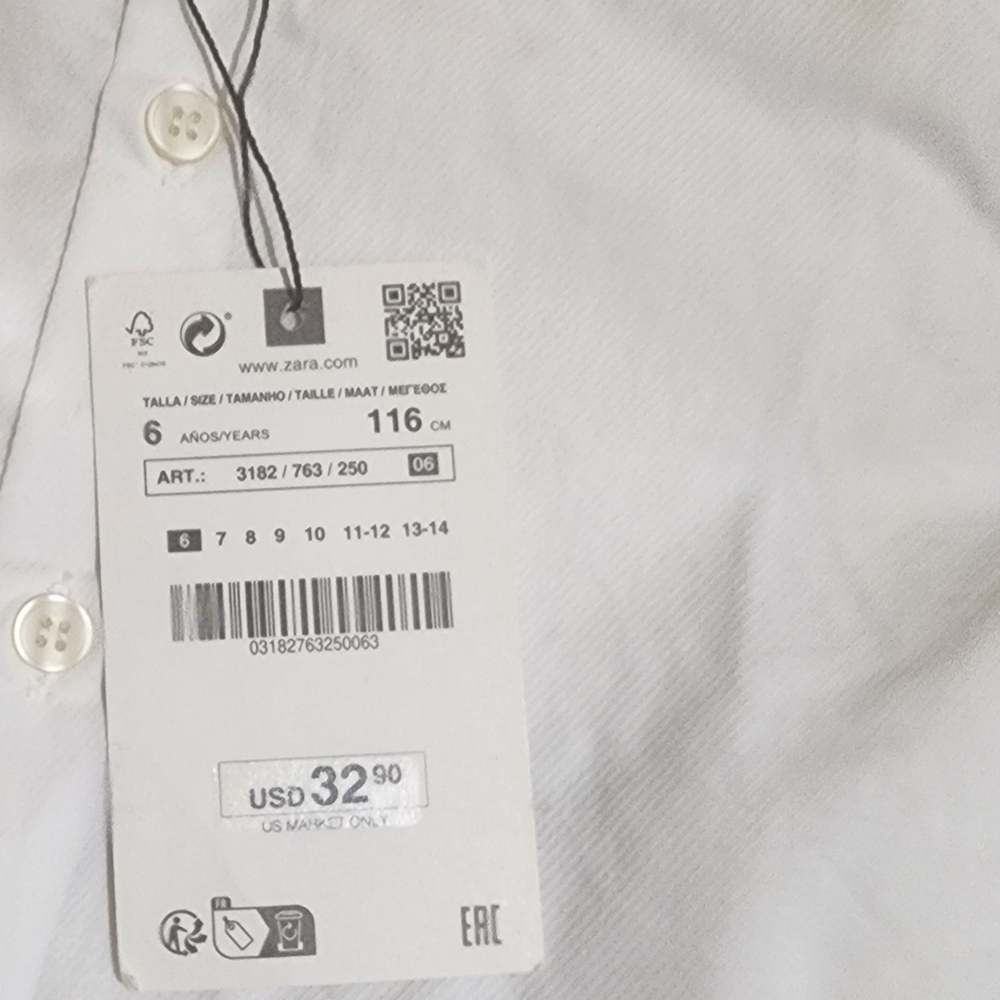 Zara Kids  Suit Pants & White Button Down Shirt 6 NWT - Picture 2 of 4